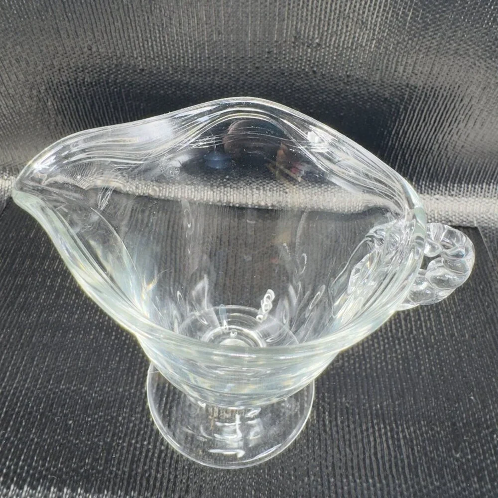 1930s Fostoria Coronet Clear Glass Creamer Small Pitcher Manganese 365nm UV Glow